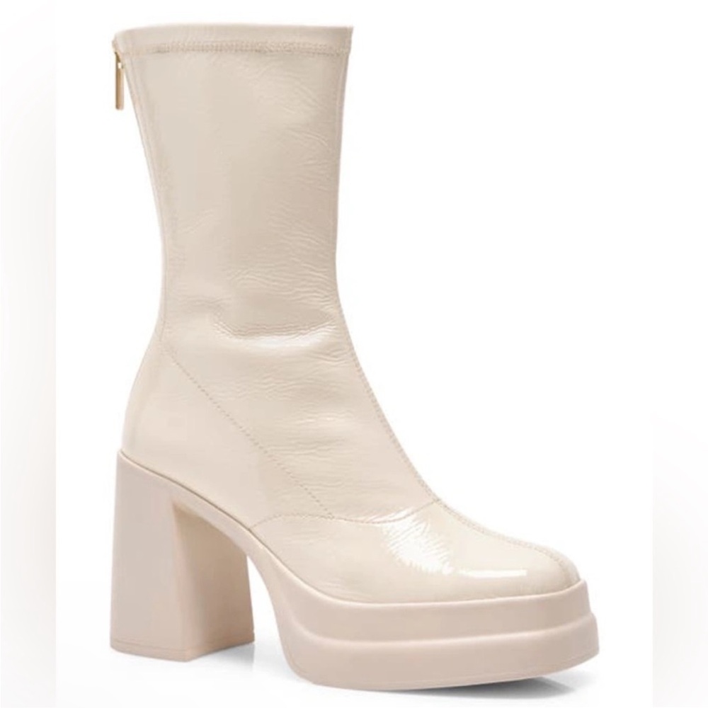 Free People Boots Womens 40 Double Stack Cream Heeled‎ Platform Chunky